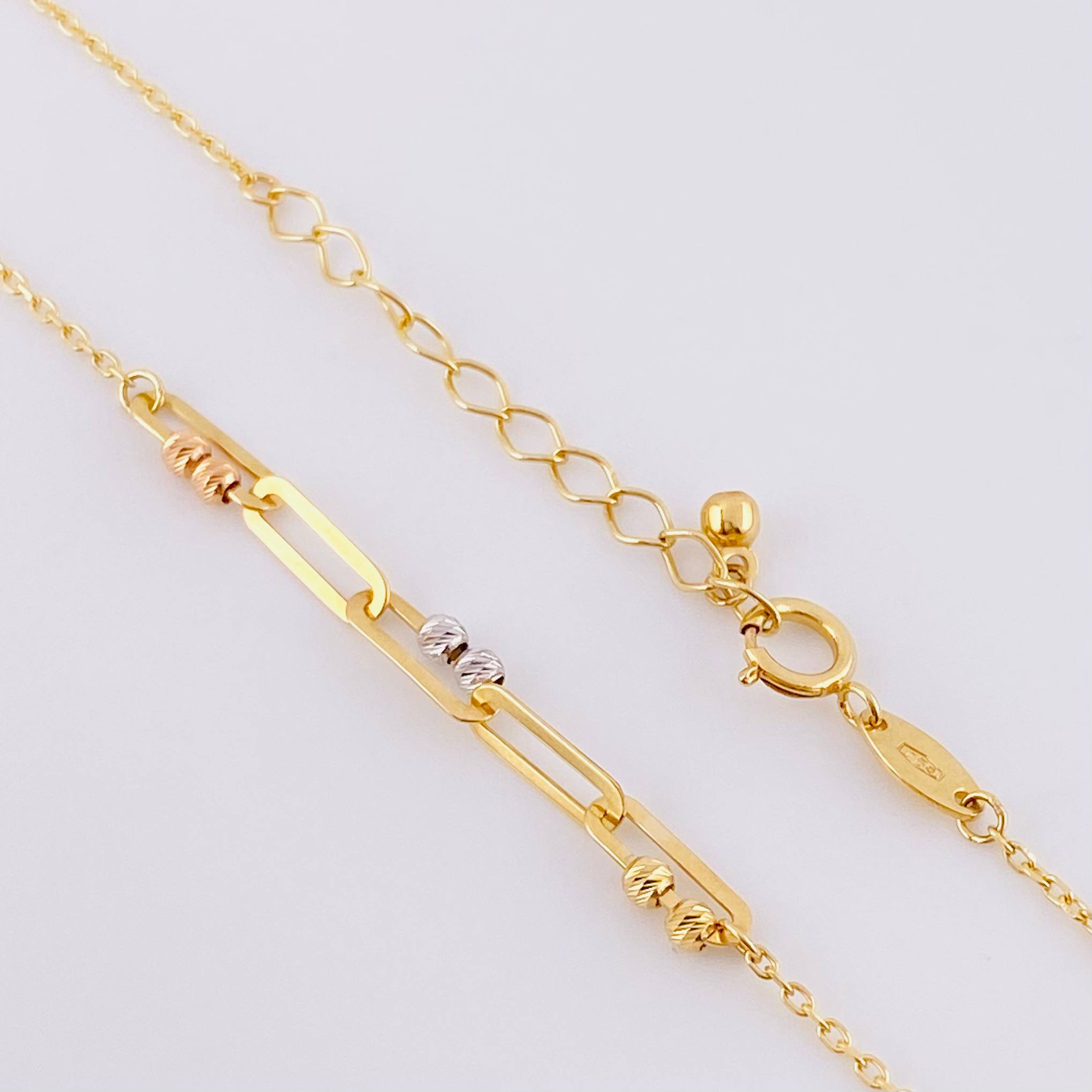 Cadena Aro Seguido Clip Balin 2.25g / 45cm / 0.85mm Tres Oros 18K