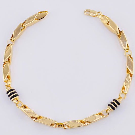 Pulso Rustico Cauchos Negros 5.65 g / 19.7 cm / 5 mm Oro Amarillo 18K