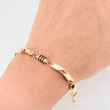 Pulso Rustico Cauchos Negros 5.7 g / 19.5 cm / 5 mm Oro Amarillo 18K