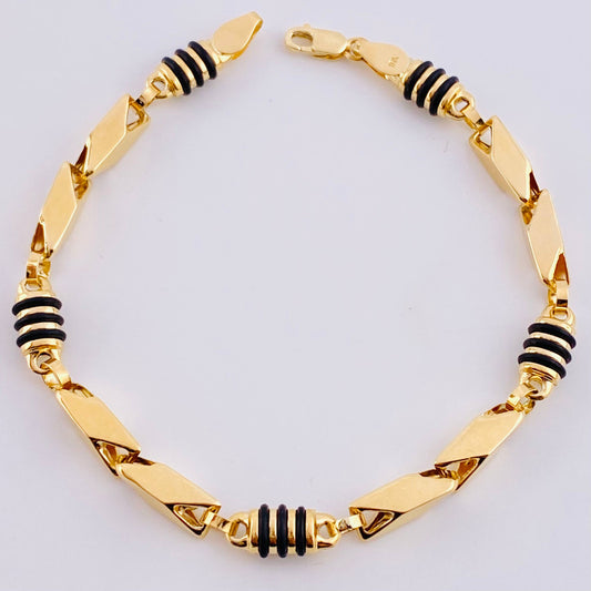 Pulso Rustico Cauchos Negros 5.25 g / 18.7 cm / 5 mm Oro Amarillo 18K