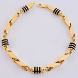 Pulso Rustico Cauchos Negros 5.25 g / 18.7 cm / 5 mm Oro Amarillo 18K