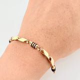 Pulso Rustico Cauchos Negros 5.25 g / 18.7 cm / 5 mm Oro Amarillo 18K
