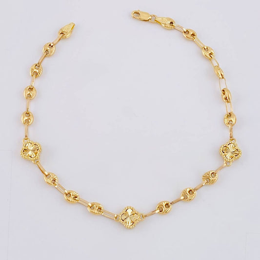 Tobillera Gc Trebol Diamantada 6.25 g / 23 cm / 4.8 mm Oro Amarillo 18K