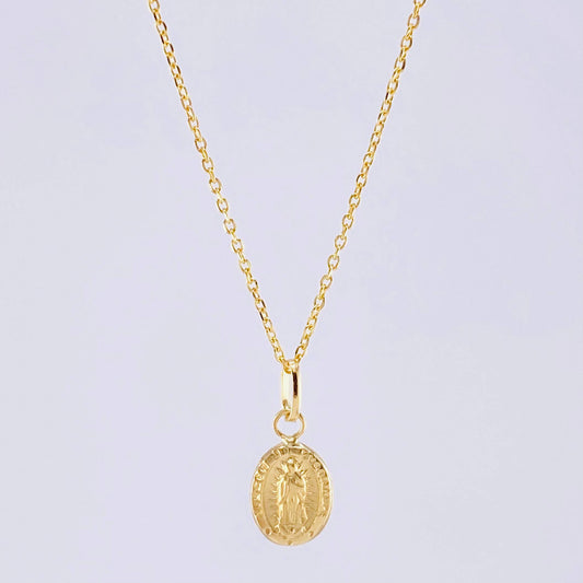 Set Cadena Aro Seguido + Dije Virgen De Guadalupe / 1 g / 45 cm Oro Amarillo 18K