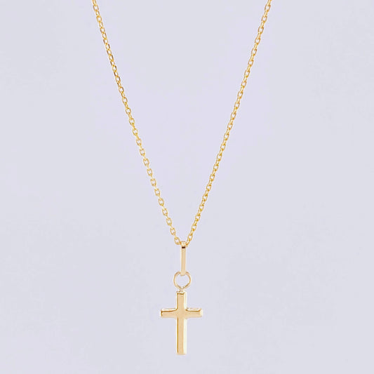 Set Cadena Aro Seguido + Dije Cruz / 0.95 g / 45 cm Oro Amarillo 18K