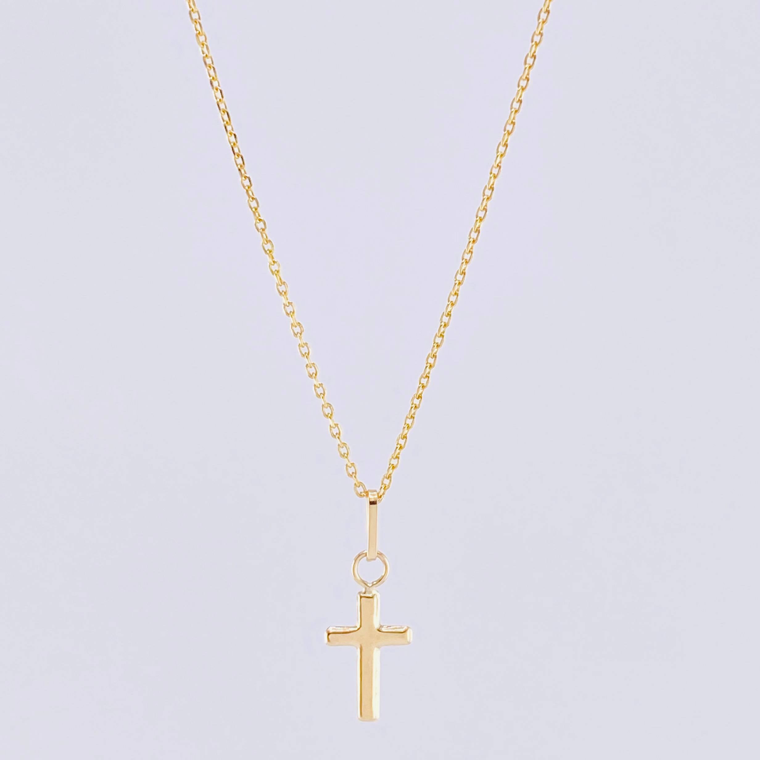 Set Cadena Aro Seguido + Dije Cruz / 0.95 g / 45 cm Oro Amarillo 18K