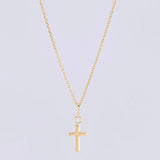 Set Cadena Aro Seguido + Dije Cruz / 0.95 g / 45 cm Oro Amarillo 18K