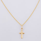 Set Cadena Aro Seguido + Dije Cruz / 0.95 g / 45 cm Oro Amarillo 18K