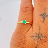 Anillo Solitario Esmeralda 1.85gr / T4 3/4 / Oro Amarillo 18K $