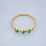 Anillo Tres Piedras Esmeraldas 1gr / T6 1/4 / Oro Amarillo 18K $