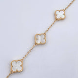 Pulso Espiga Trebol 5.6gr / 15cm-18.8cm / 1.4mm Nacar Blanco Oro Amarillo Nac.Esp. 18K &