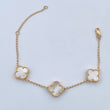 Pulso Espiga Trebol 5.6gr / 15cm-18.8cm / 1.4mm Nacar Blanco Oro Amarillo Nac.Esp. 18K &