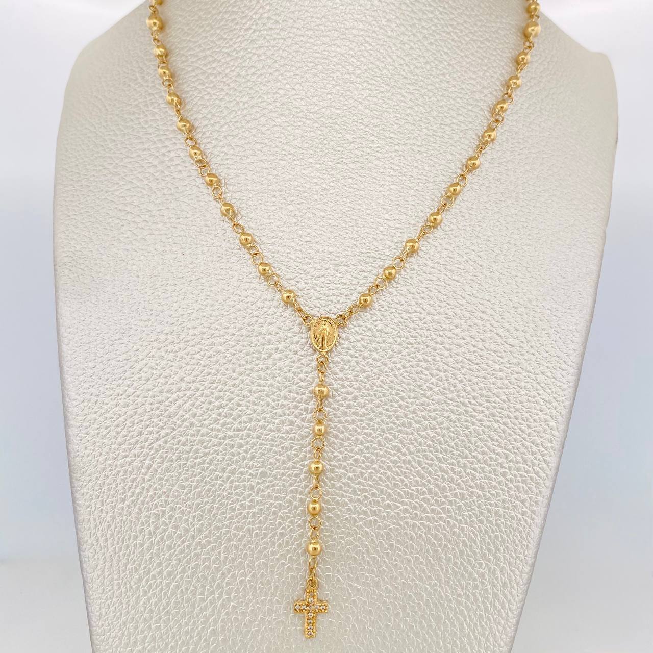 Rosario Virgen Milagrosa Cruz 7.15 g / 47 cm / 4 mm-3 mmOro Amarillo 18K