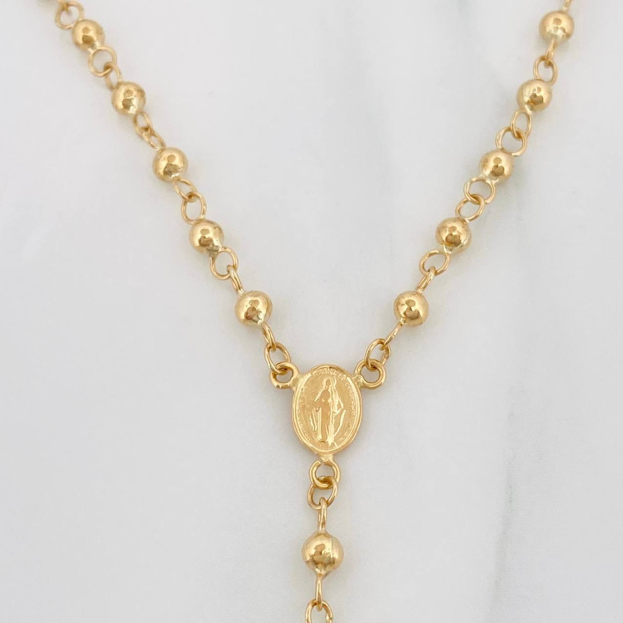 Rosario Virgen Milagrosa Cruz 7.15 g / 47 cm / 4 mm-3 mmOro Amarillo 18K