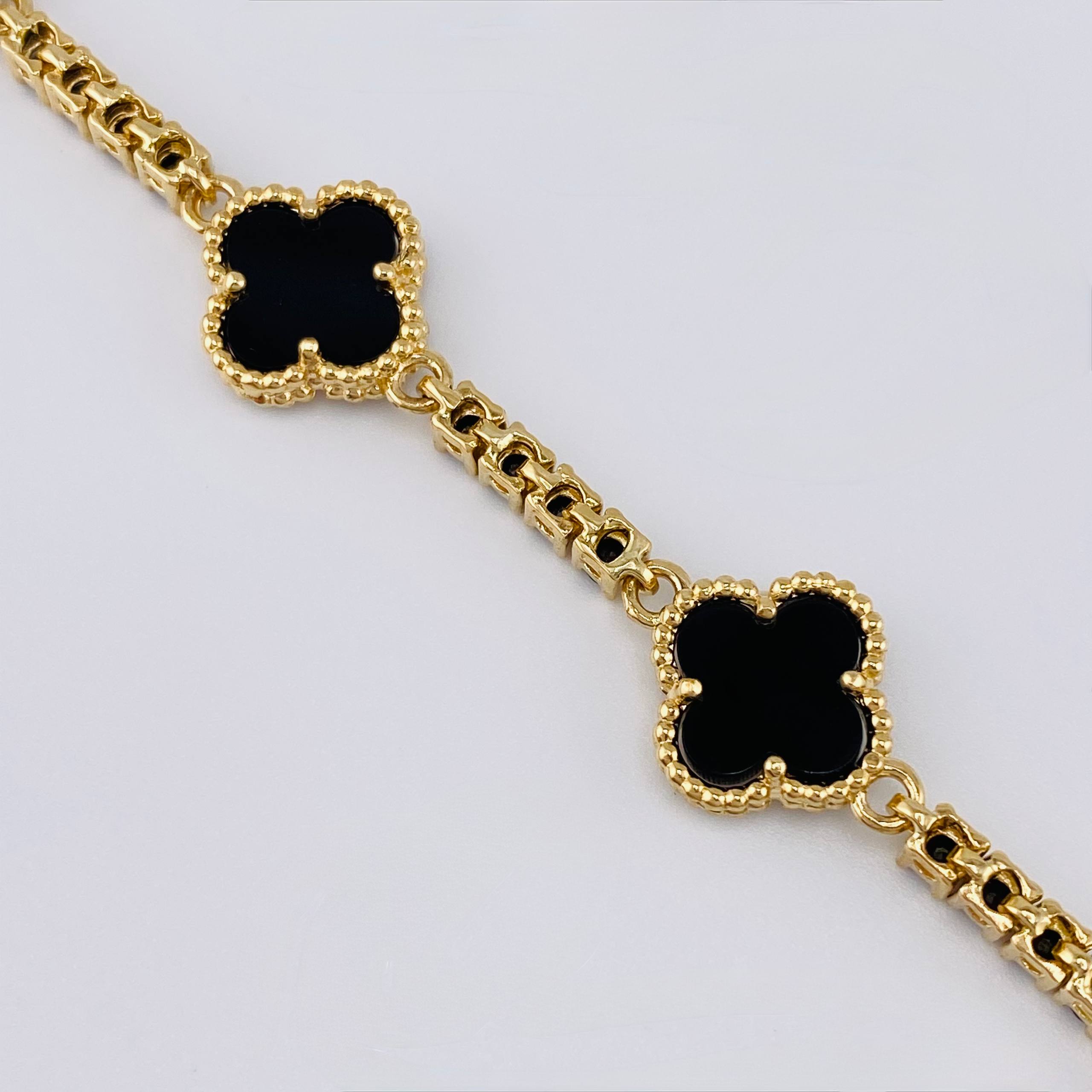 Pulso Trebol Negro 18.05 g / 19 cm / 3.1 mm Oro Amarillo 18K