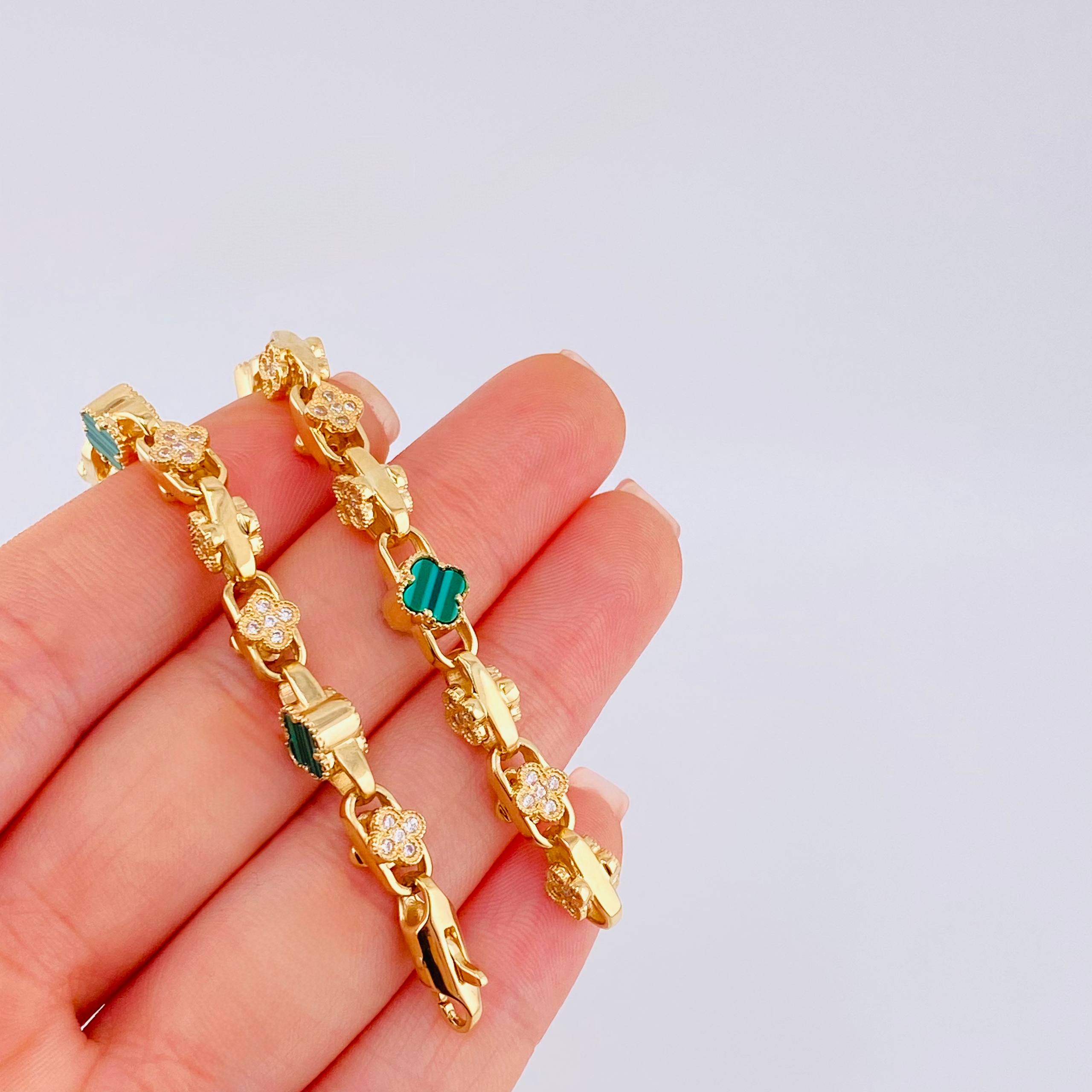 Pulso Rústico Jardín Trébol 24.5 g / 21,5 cm / 7 mm Oro Amarillo 18K