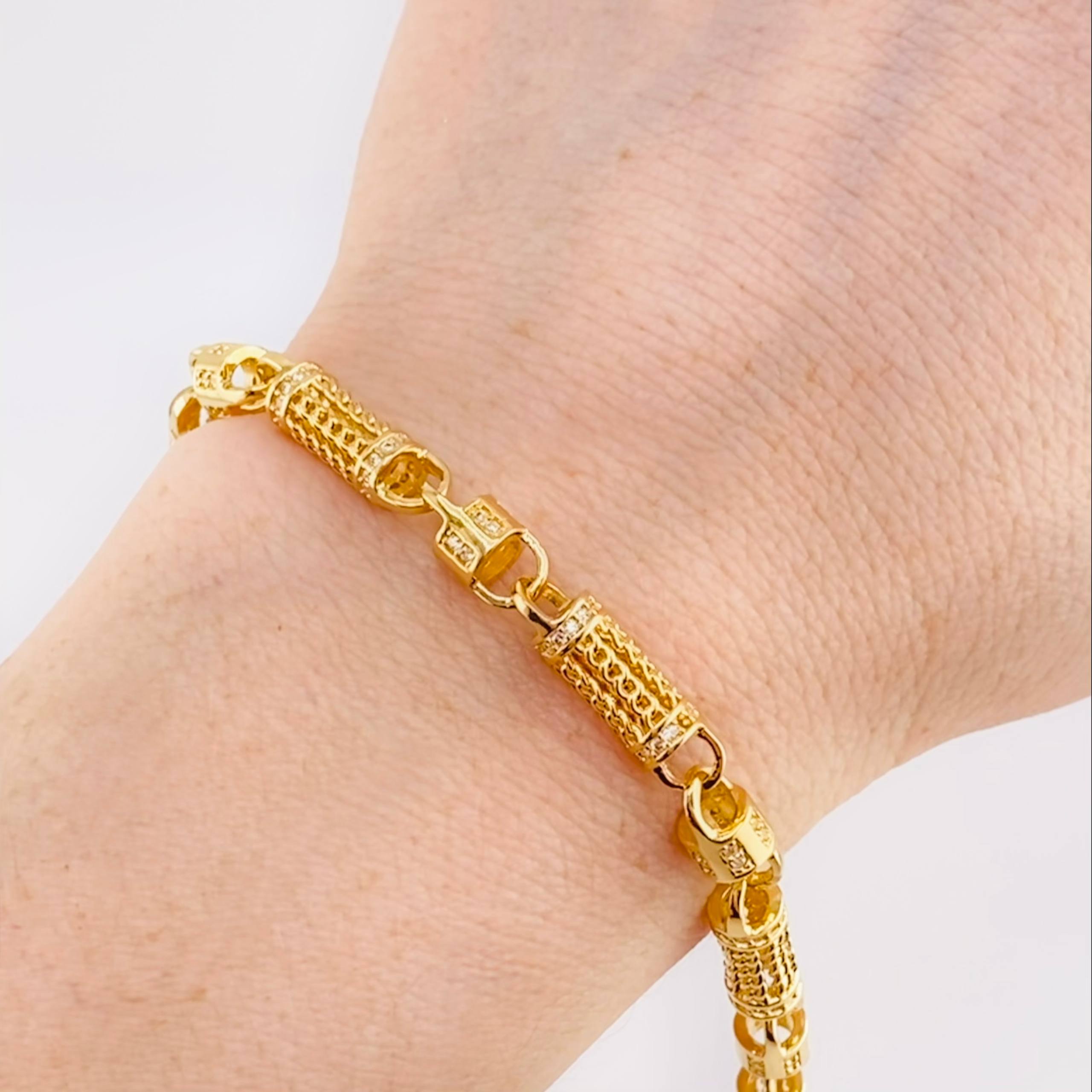 Pulso Rústico Malla Cilíndrica 20 g / 21 cm / 5,7 mm Oro Amarillo 18K