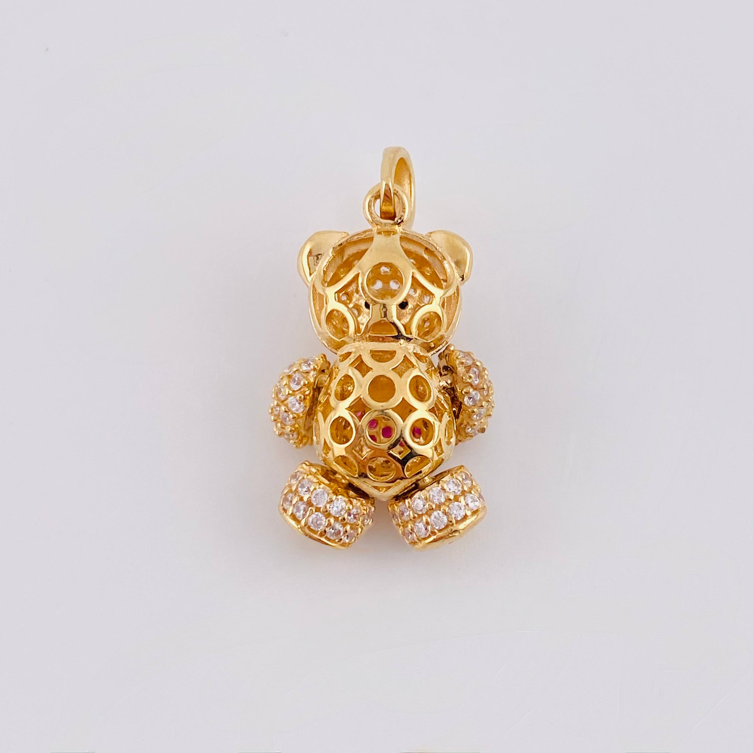 Dije Oso Articulado Corazón 4.5 g / 2.5 cm Oro Amarillo 18K
