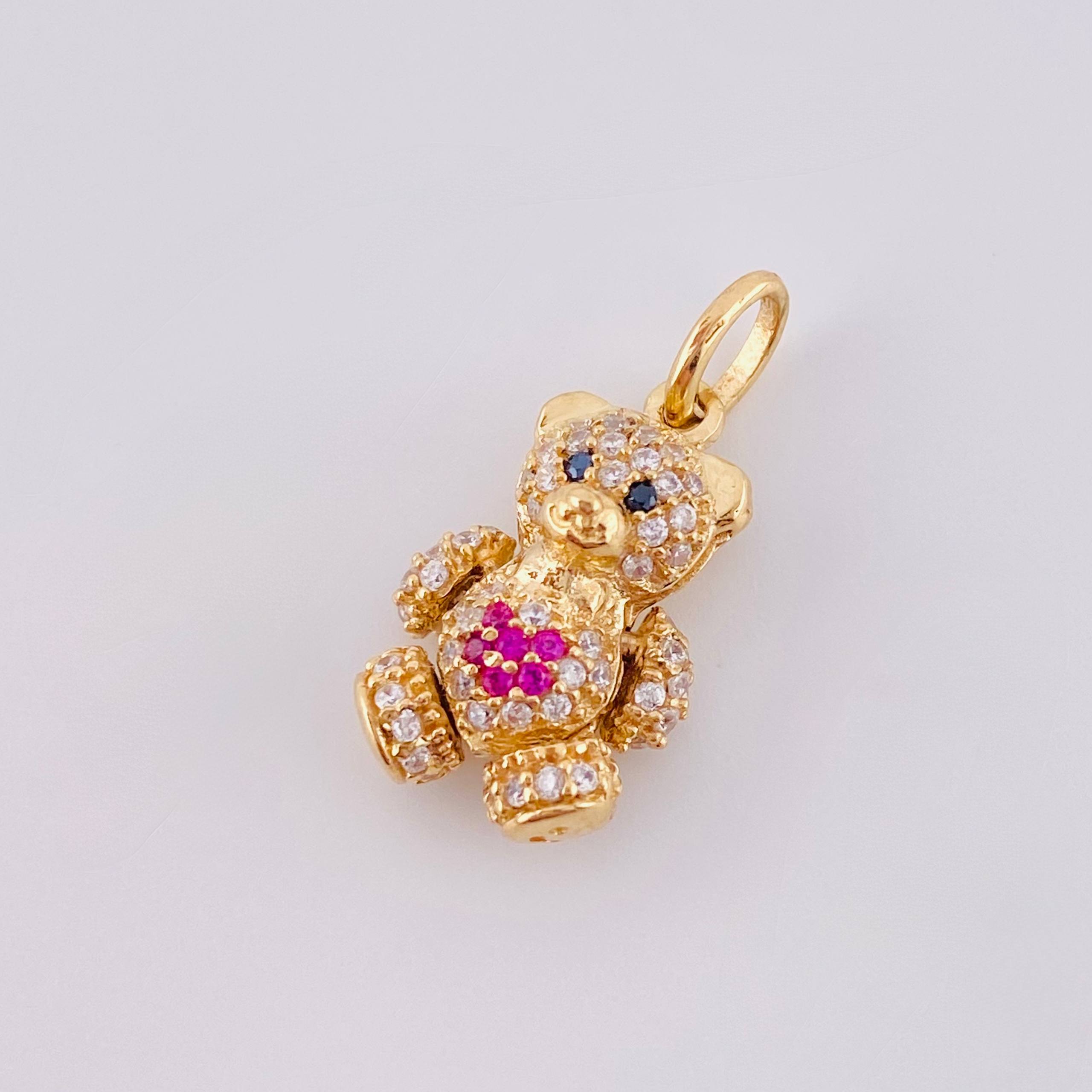 Dije Oso Articulado Corazón 2.65 g / 2,2 cm Oro Amarillo 18K