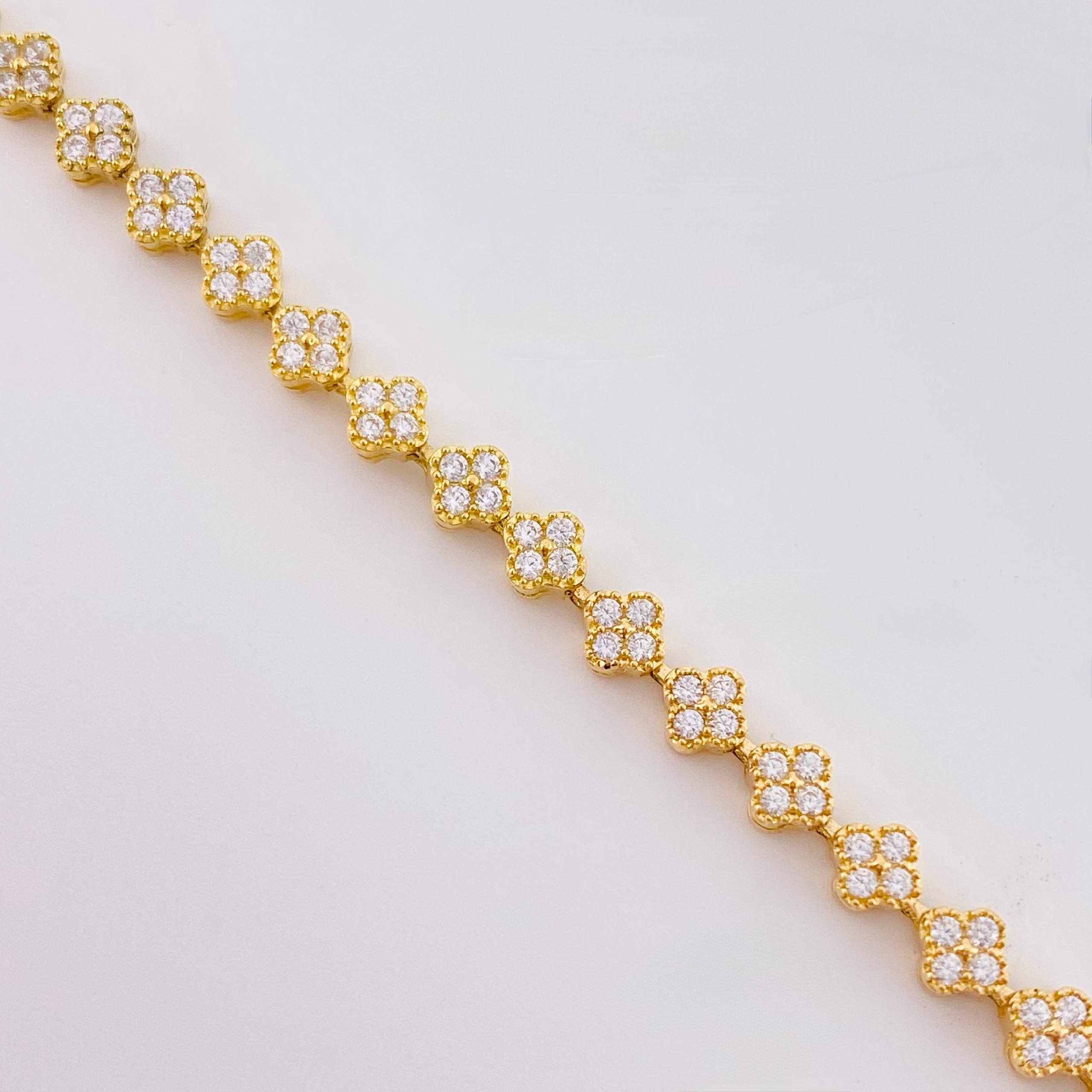 Pulso Tenis Floreado 6.6 g / 18 cm / 4,15 mm Oro Amarillo 18K