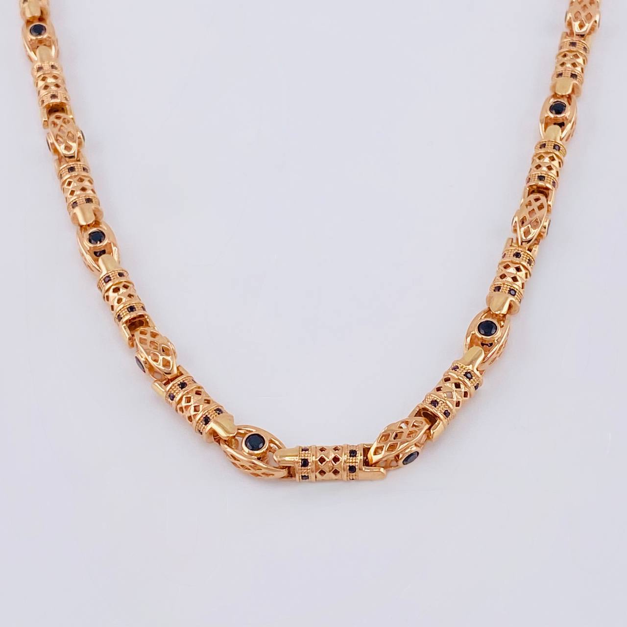 Cadena Rústica Cilindros Rómbicos 63.8 g / 65 cm / 5.5 mm Oro Rosa 18K