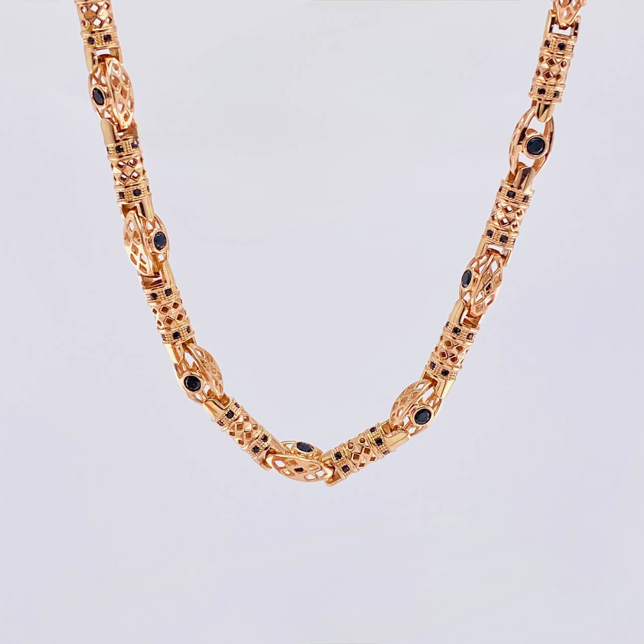 Cadena Rústica Cilindros Rómbicos 63.8 g / 65 cm / 5.5 mm Oro Rosa 18K