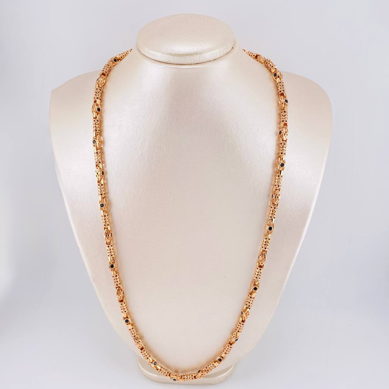 Cadena Rústica Cilindros Rómbicos 63.8 g / 65 cm / 5.5 mm Oro Rosa 18K