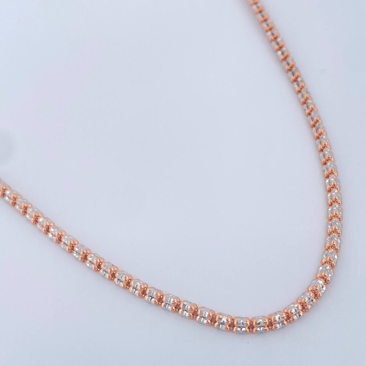 Cadena Ice 12.8gr / 61.4cm / Dos Oros Blanco Rosa +4 14K Italy $