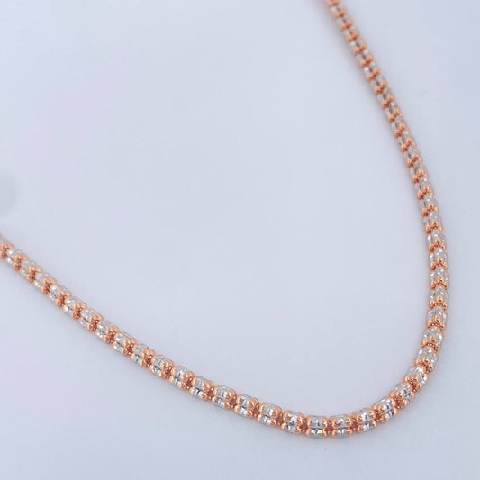 Cadena Ice 12.8gr / 61.4cm / Dos Oros Blanco Rosa +4 14K Italy $