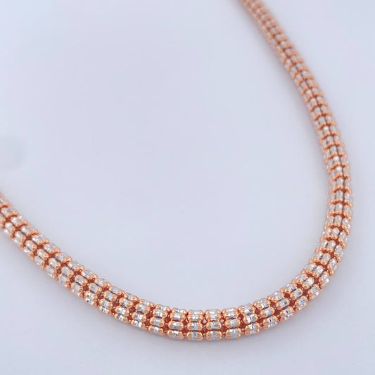 Cadena Ice 35.25gr / 66.7cm / Dos Oros Blanco Rosa +4 14K Italy $