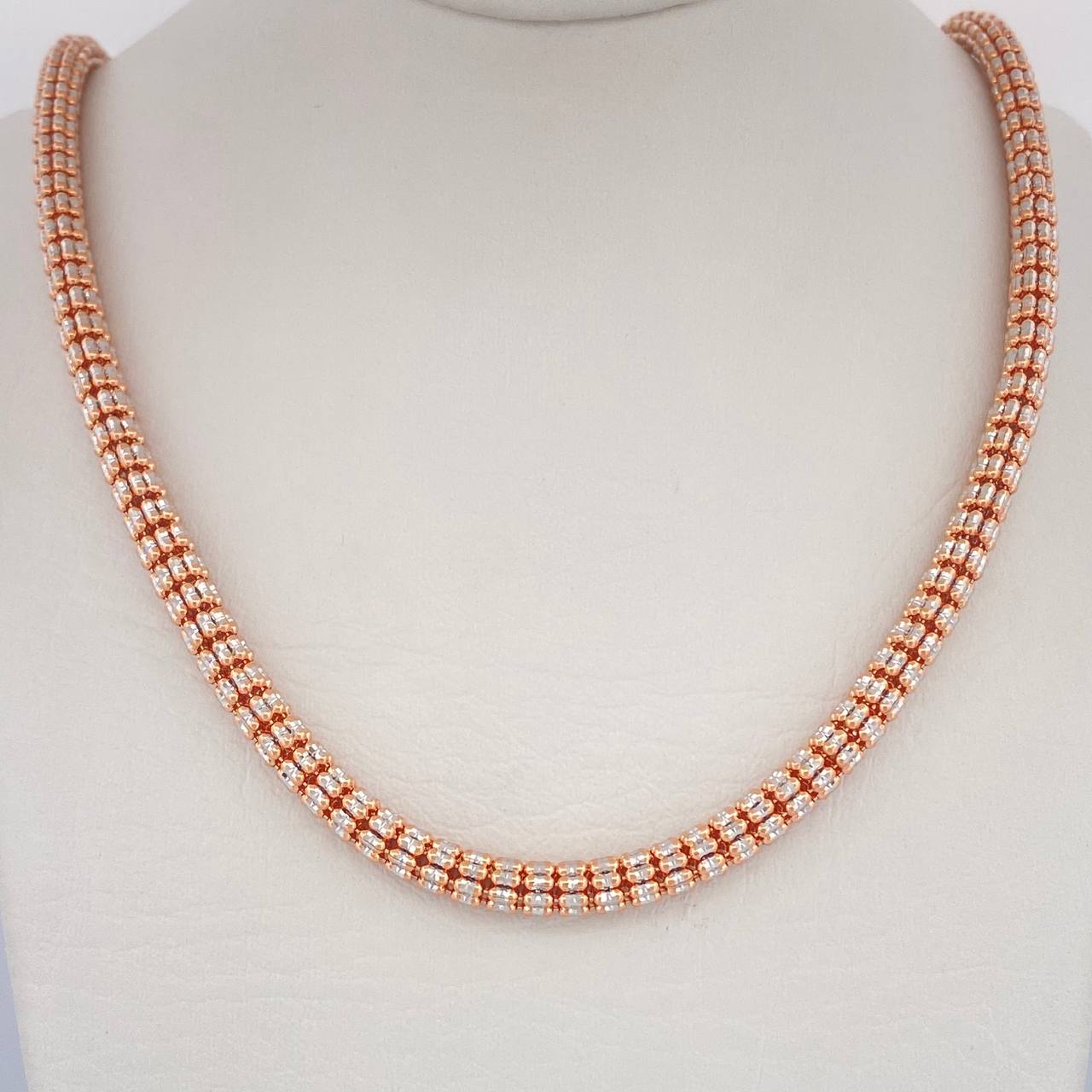 Cadena Ice 35.25gr / 66.7cm / Dos Oros Blanco Rosa +4 14K Italy $