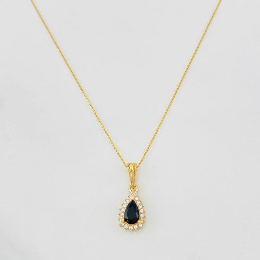Set Cadena Veneciana + Dije Halo Lágrima / 1.9g / 40cm Oro Amarillo 18K