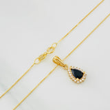Set Cadena Veneciana + Dije Halo Lágrima / 1.9g / 40cm Oro Amarillo 18K