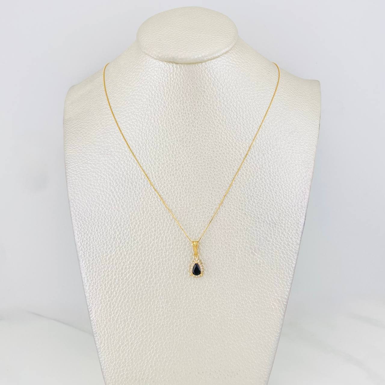 Set Cadena Veneciana + Dije Halo Lágrima / 1.9g / 40cm Oro Amarillo 18K