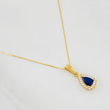 Set Cadena Veneciana + Dije Halo Lágrima / 1.95g / 40cm Oro Amarillo 18K