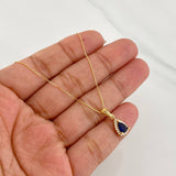 Set Cadena Veneciana + Dije Halo Lágrima / 1.95g / 40cm Oro Amarillo 18K