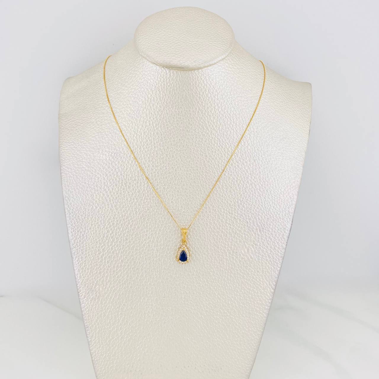 Set Cadena Veneciana + Dije Halo Lágrima / 1.95g / 40cm Oro Amarillo 18K