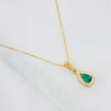 Set Cadena Veneciana + Dije Halo Lágrima / 1.95g / 40cm Oro Amarillo 18K