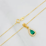 Set Cadena Veneciana + Dije Halo Lágrima / 1.95g / 40cm Oro Amarillo 18K