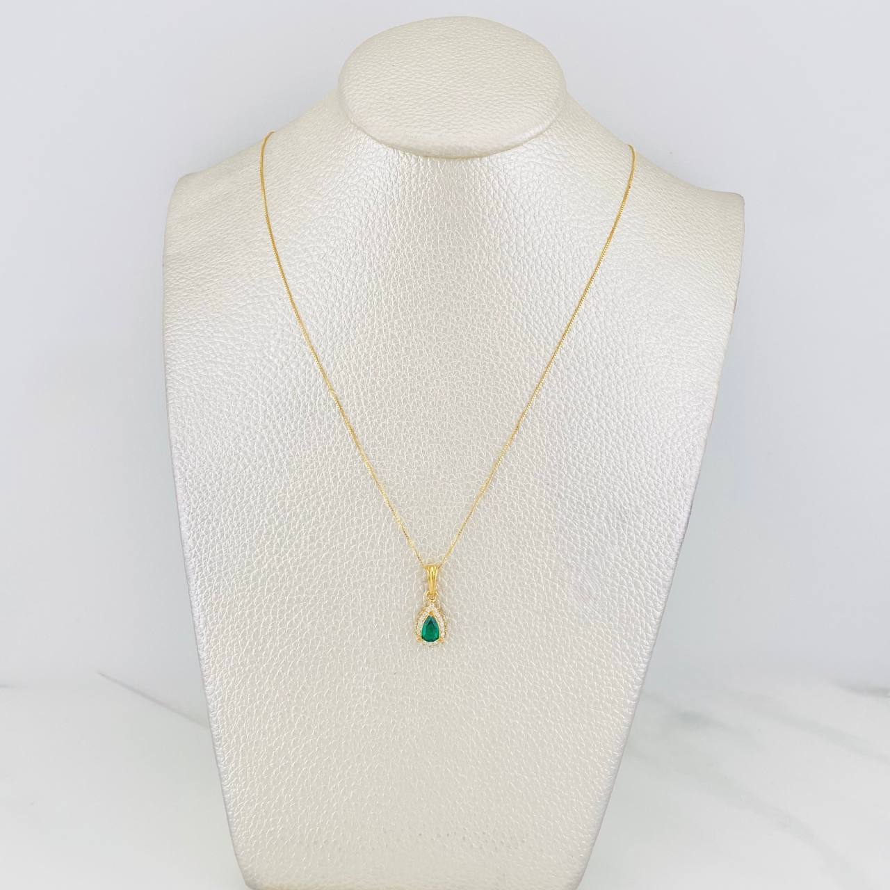 Set Cadena Veneciana + Dije Halo Lágrima / 1.95g / 40cm Oro Amarillo 18K