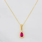 Set Cadena Veneciana + Dije Halo Lágrima / 1.95g / 40cm Oro Amarillo 18K