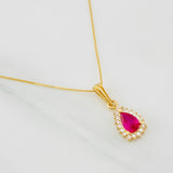 Set Cadena Veneciana + Dije Halo Lágrima / 1.95g / 40cm Oro Amarillo 18K
