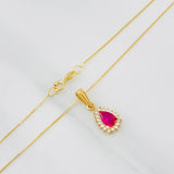 Set Cadena Veneciana + Dije Halo Lágrima / 1.95g / 40cm Oro Amarillo 18K
