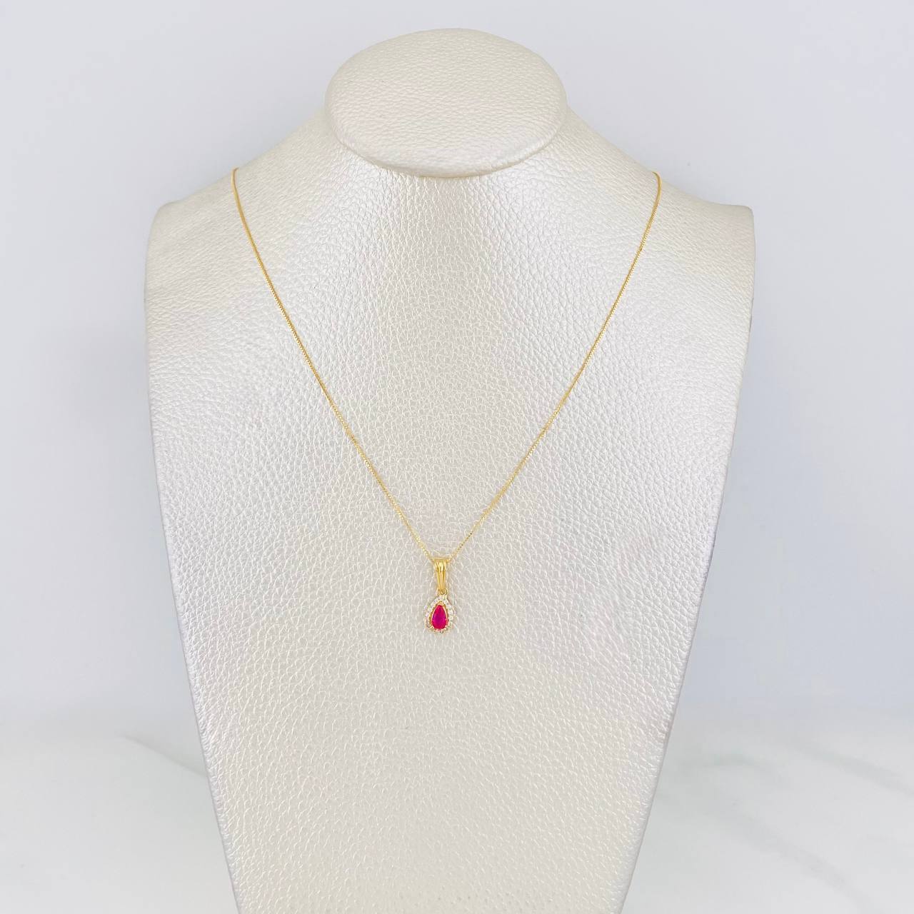 Set Cadena Veneciana + Dije Halo Lágrima / 1.95g / 40cm Oro Amarillo 18K