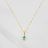 Set Cadena Veneciana + Dije Halo Lágrima / 1.6g / 40cm Oro Amarillo 18K