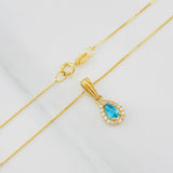 Set Cadena Veneciana + Dije Halo Lágrima / 1.6g / 40cm Oro Amarillo 18K