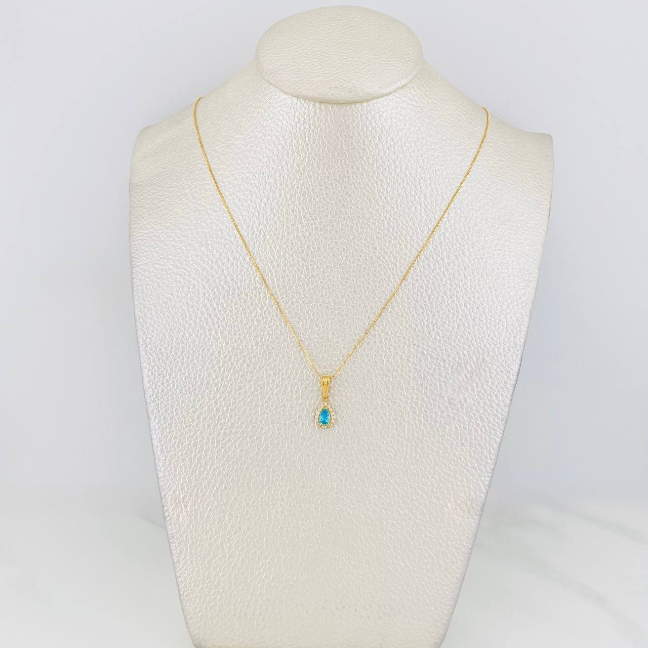 Set Cadena Veneciana + Dije Halo Lágrima / 1.6g / 40cm Oro Amarillo 18K