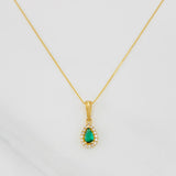 Set Cadena Veneciana + Dije Halo Lágrima / 1.5g / 40cm Oro Amarillo 18K