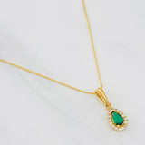 Set Cadena Veneciana + Dije Halo Lágrima / 1.5g / 40cm Oro Amarillo 18K