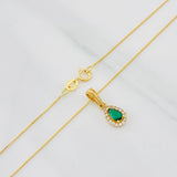 Set Cadena Veneciana + Dije Halo Lágrima / 1.5g / 40cm Oro Amarillo 18K